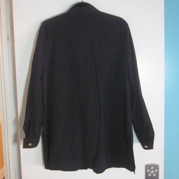 Patricia Forgeal Paris Designer 1980's Women Size L Black Button Up Shirt Jacket - Picture 6 of 15